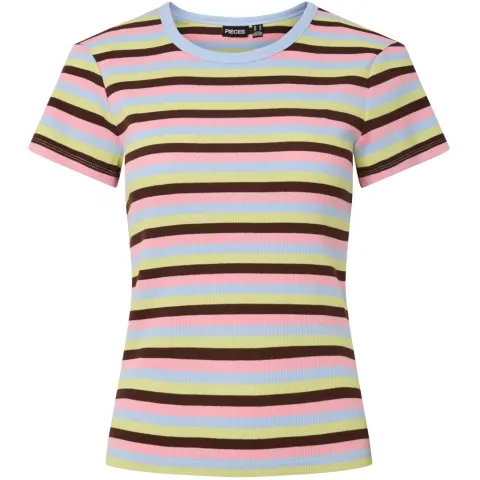 Pieces t-shirt Pcmay – Cashmere Blue Sea Pink/Chicory coffee/celery grey — produktfoto