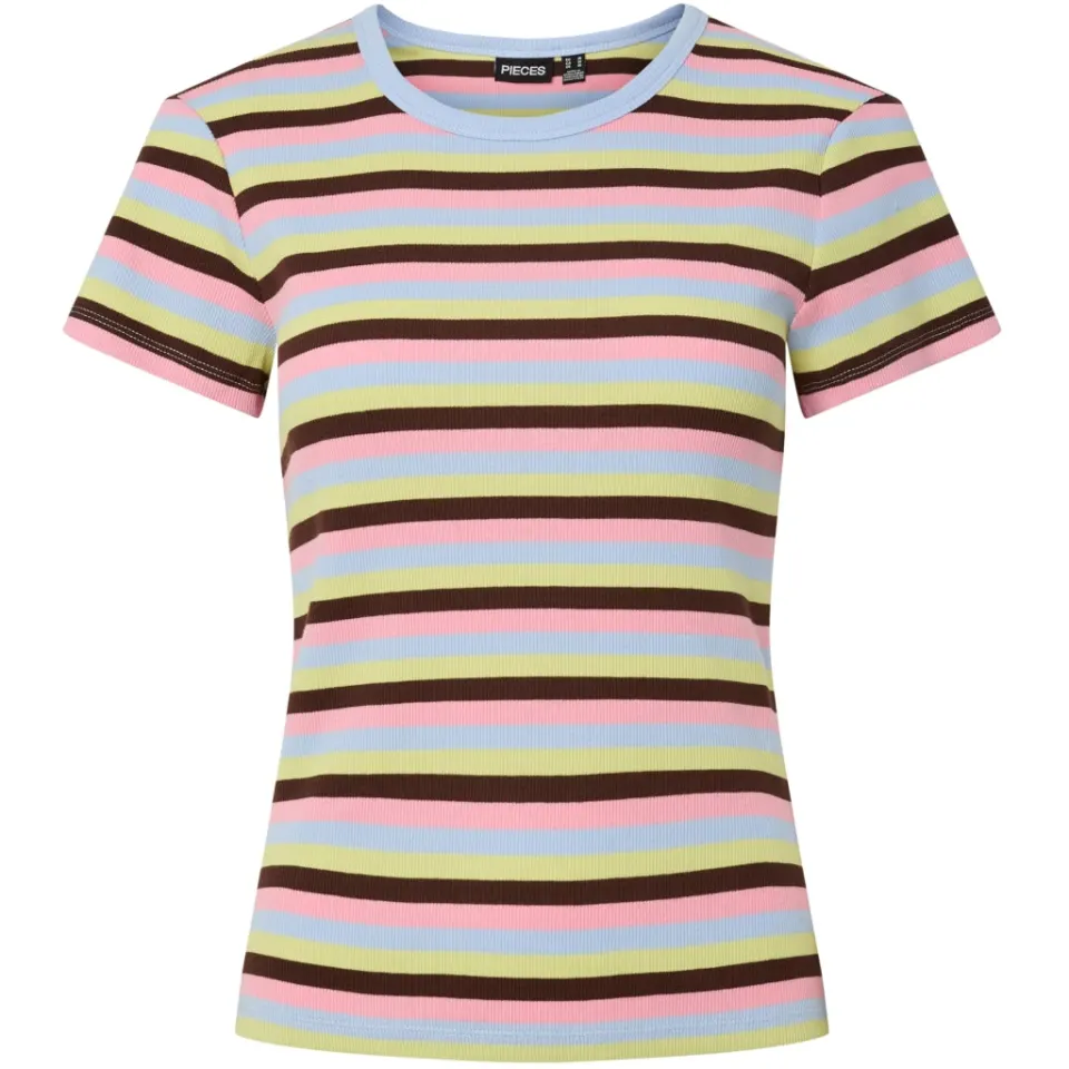 Pieces t-shirt Pcmay – Cashmere Blue Sea Pink/Chicory coffee/celery grey — produktfoto