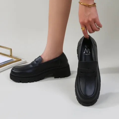 Kayla loafers JK001 – Black PU — produktfoto