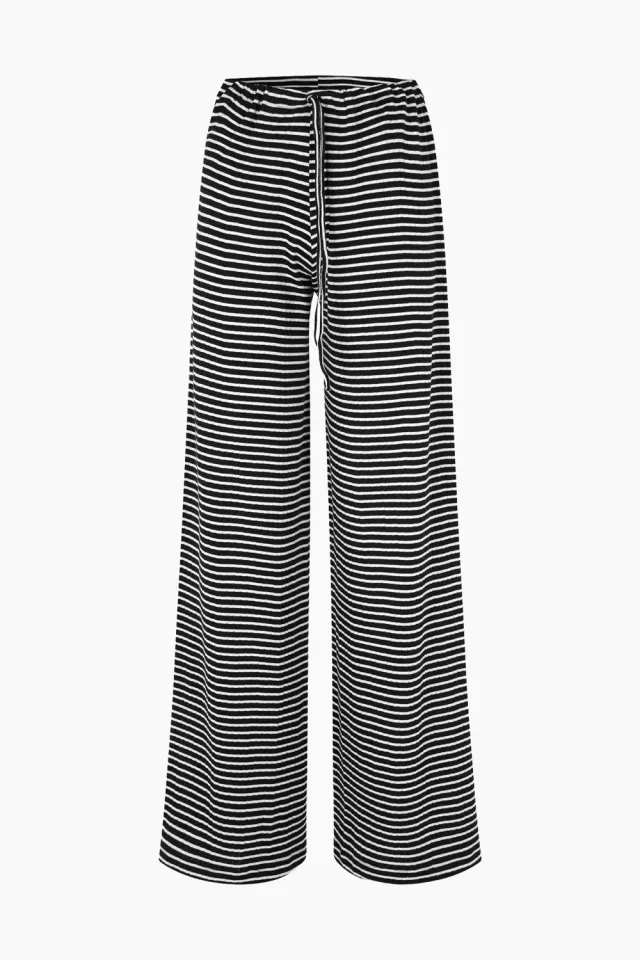 Nørgaard på Strøget NPS Nova Pants Stripes – Black/Ecru — produktfoto