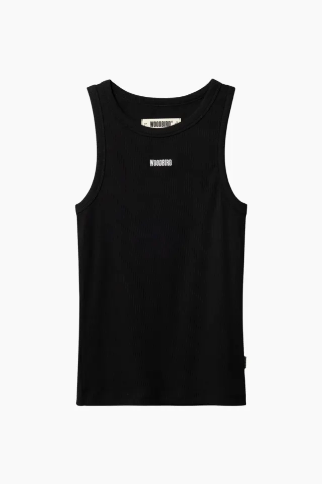 Woodbird WBDee Rib Tank Top – sort — produktfoto