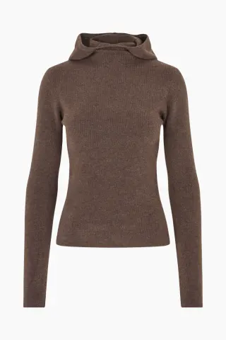 Oval Square Alanis Hood Knit – brun — produktfoto
