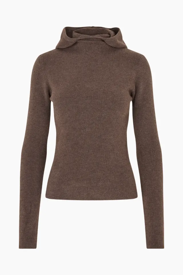 Oval Square Alanis Hood Knit – brun — produktfoto
