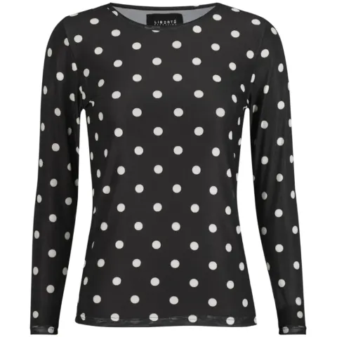Liberté bluse Mesh – BLACK WHITE BIG DOT — produktfoto