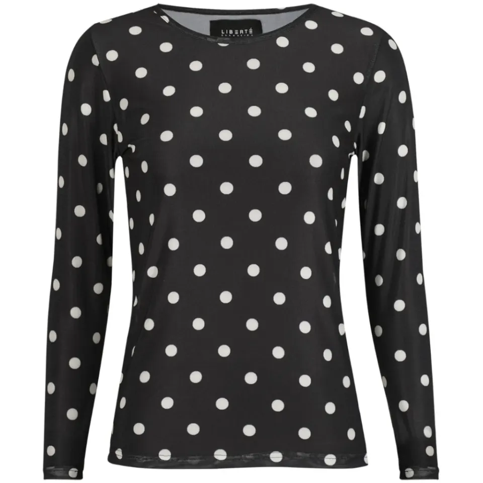 Liberté bluse Mesh – BLACK WHITE BIG DOT — produktfoto