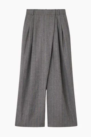 GANNI Wool Stripe Mid Waist Pants W0761 – Pewter — produktfoto