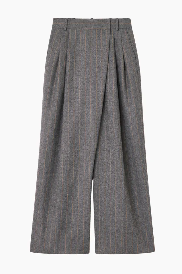 GANNI Wool Stripe Mid Waist Pants W0761 – Pewter — produktfoto