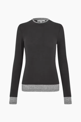 Oval Square Bibi Blouse – Dark Brown/Grey Mel — produktfoto