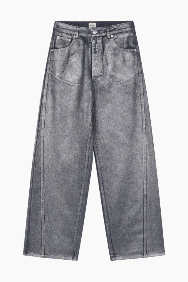 Mads Nørgaard Metallic Denim Christel Jeans – Vintage Blue/Gun Metal — produktfoto