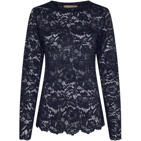 Marta du Château langærmet blonde t-shirt MdcMilley 7707 – marineblå — produktfoto