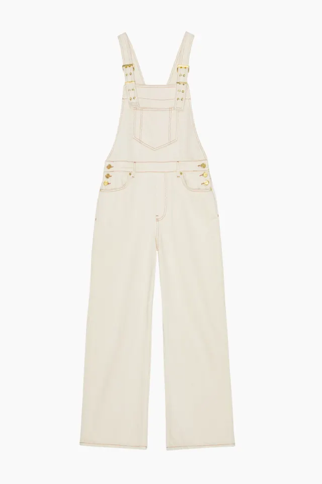 GANNI Heavy Denim Overalls J1430 – Egret — produktfoto