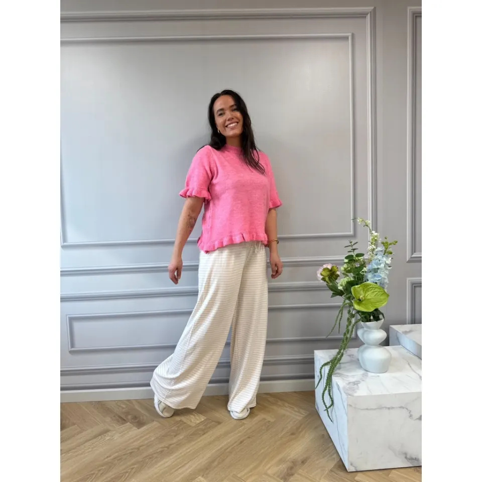 LULULIA Bukser LuChloe 62671 – Sabbia/Peach Stripe — produktfoto