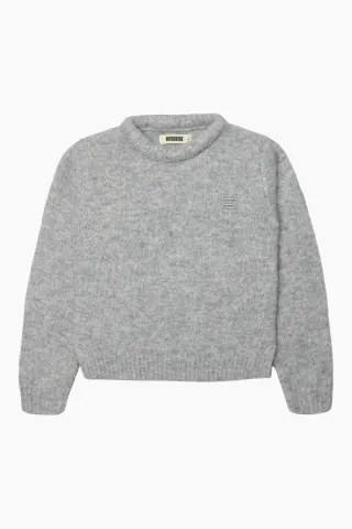 Woodbird WBHua Fluffy Crew – Grey Melange — produktfoto