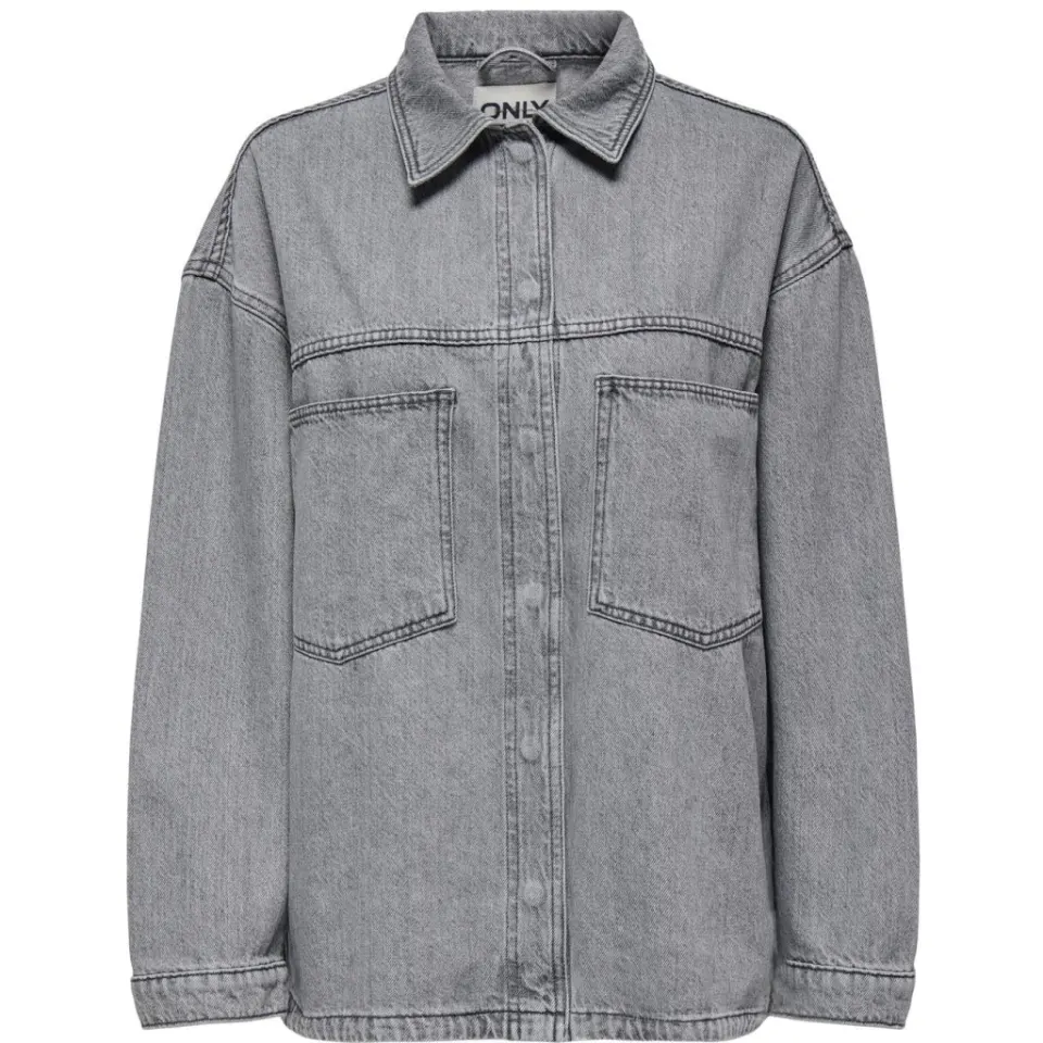 ONLY Skjorte Onlemmie – Medium Grey Denim — produktfoto