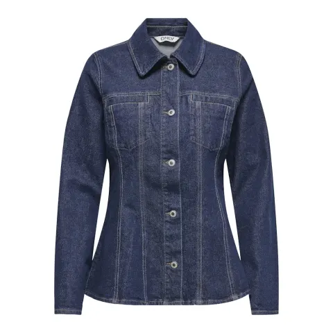 ONLY jakke Onlelle – Dark Blue Denim Detail RINSE — produktfoto