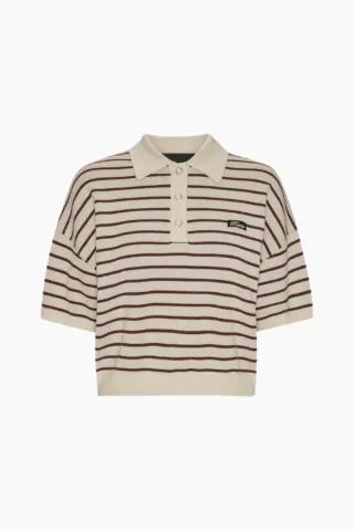 Rotate Slinky Knit Polo – Oatmeal Comb. — produktfoto
