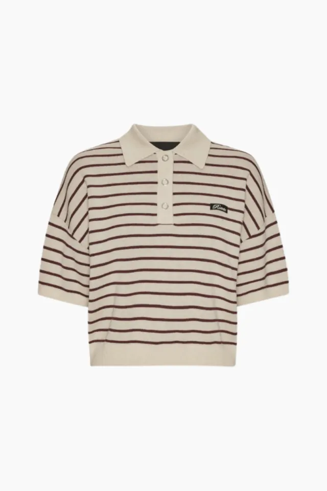Rotate Slinky Knit Polo – Oatmeal Comb. — produktfoto