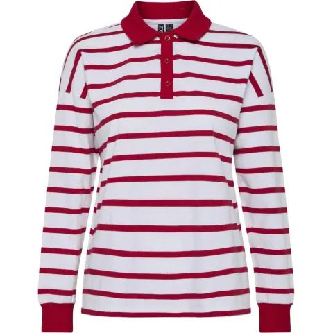 Pieces polo Pcamilie – Bright White High risk red — produktfoto