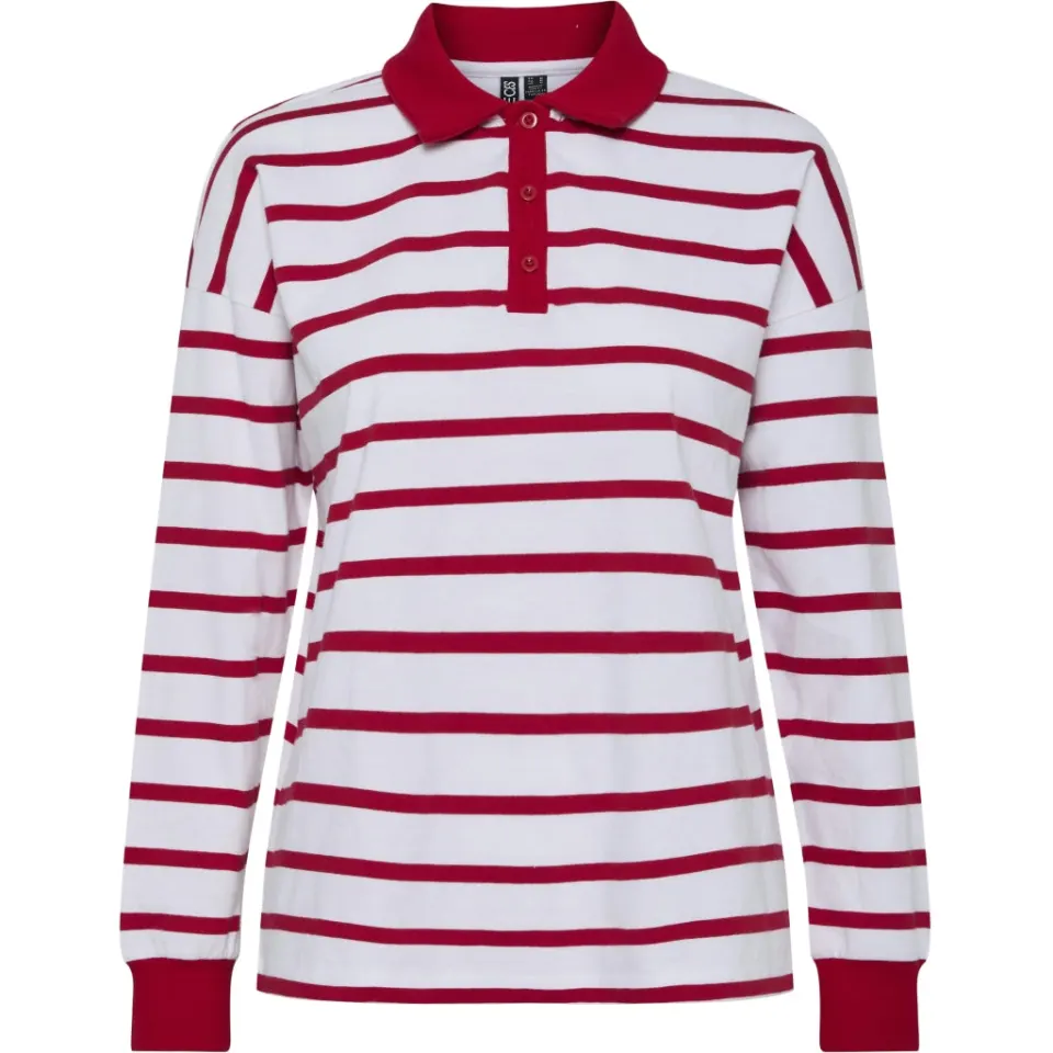 Pieces polo Pcamilie – Bright White High risk red — produktfoto
