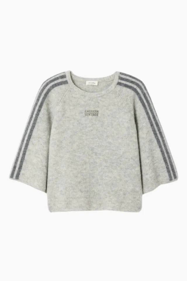 American Vintage Vitow Sweater – Light Grey Melange — produktfoto