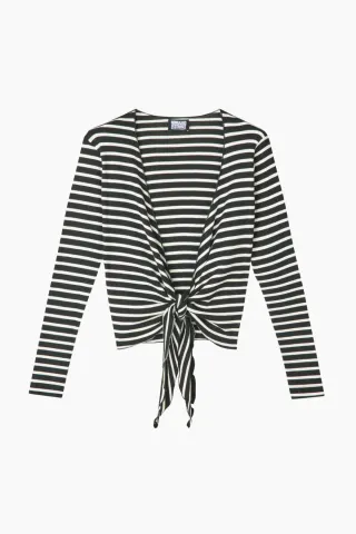 Nørgaard på Strøget NPS Wrap Top NPS Stripe – Black/Ecru — produktfoto
