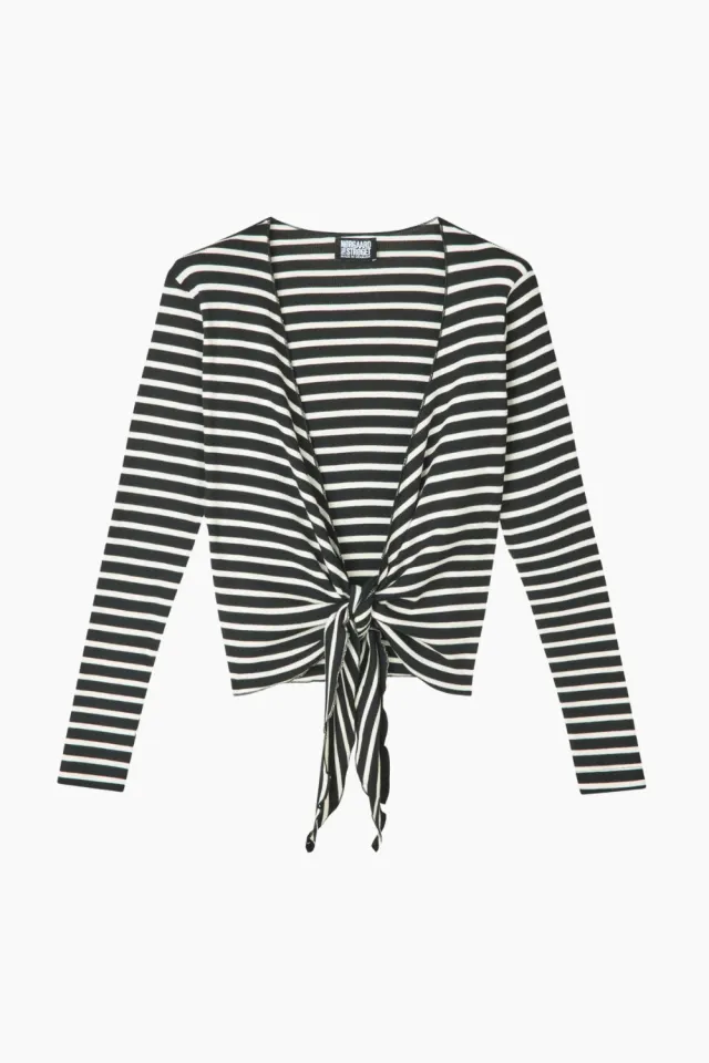 Nørgaard på Strøget NPS Wrap Top NPS Stripe – Black/Ecru — produktfoto