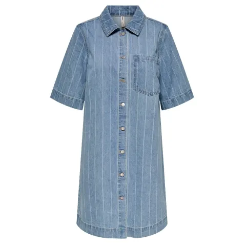 ONLY kjole Onlasta – Light Blue Denim STRIPE — produktfoto