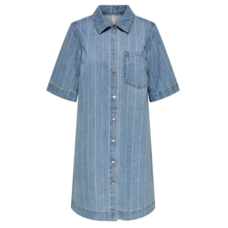 ONLY kjole Onlasta – Light Blue Denim STRIPE — produktfoto