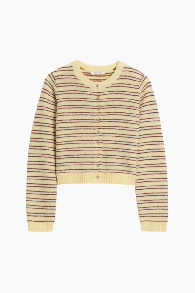 Holzweiler Stripe Wool Cardigan – Yellow Stripe — produktfoto
