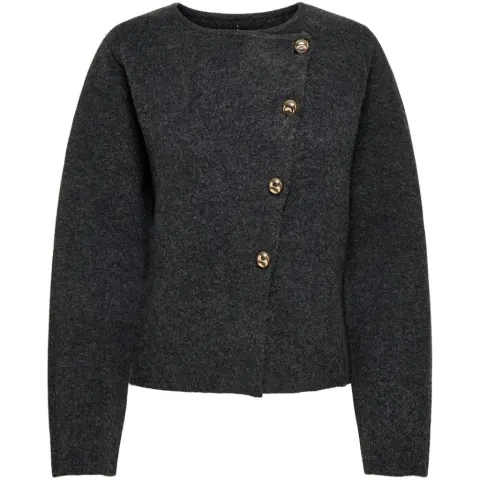ONLY Cardigan ONLMella – Dark Grey Melange Gold Button — produktfoto