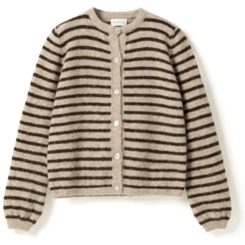 Noella cardigan N-mertice – Brown Sand Stripe — produktfoto