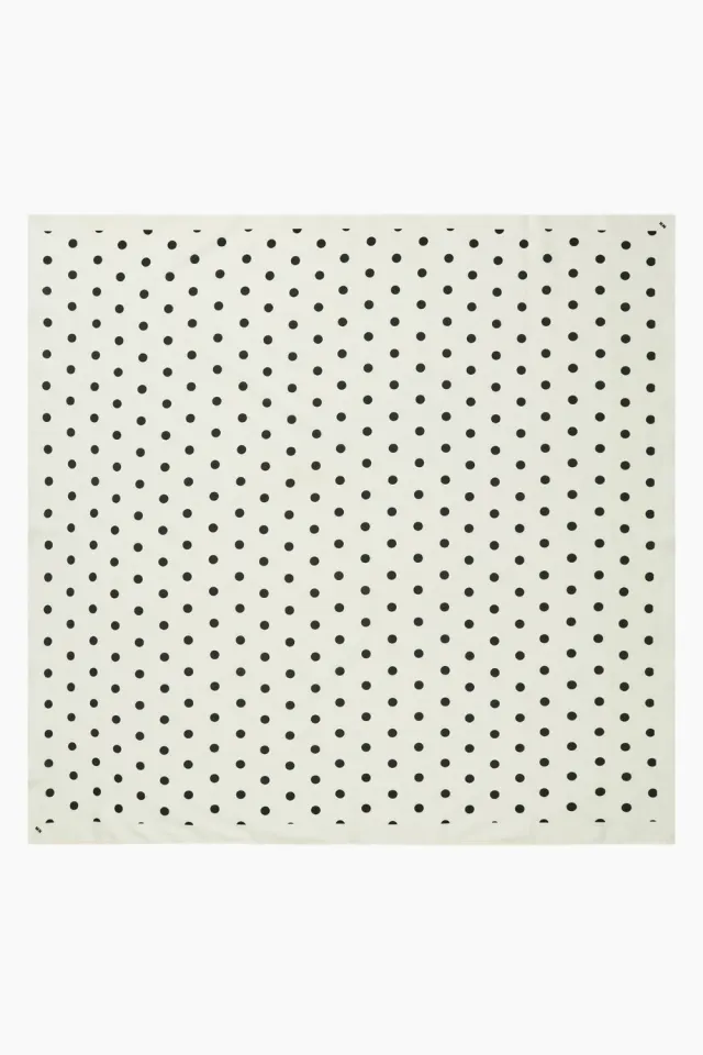 Mads Nørgaard Soft Cotton Big Dot Scarf – Dot AOP/Black — produktfoto