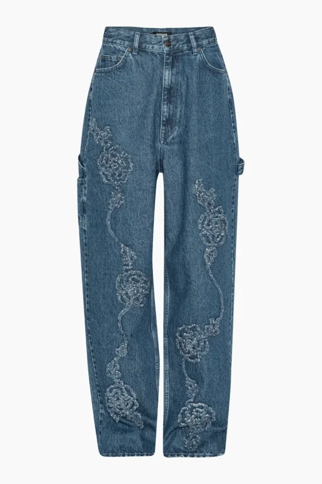 Rotate Denim Boyfriend Jeans – Medium Blue Denim — produktfoto