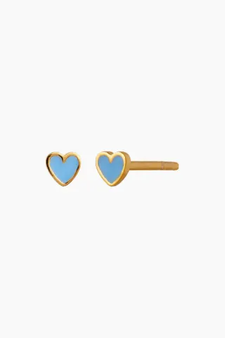 STINE A Petit Love Heart Light Blue Enamel – guld — produktfoto