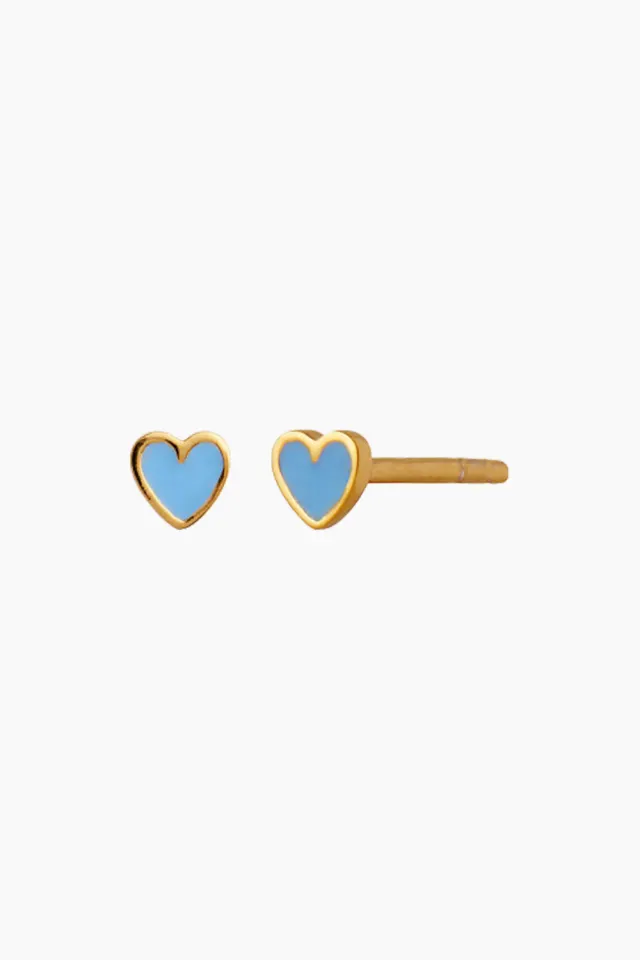 STINE A Petit Love Heart Light Blue Enamel – guld — produktfoto