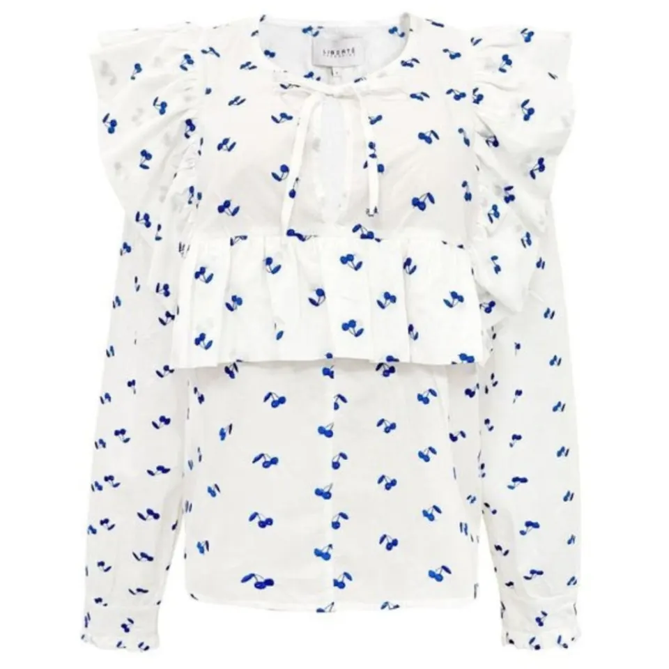 Liberté Liberte bluse Heather 22165 – WHITE BLUE CHERRY — produktfoto