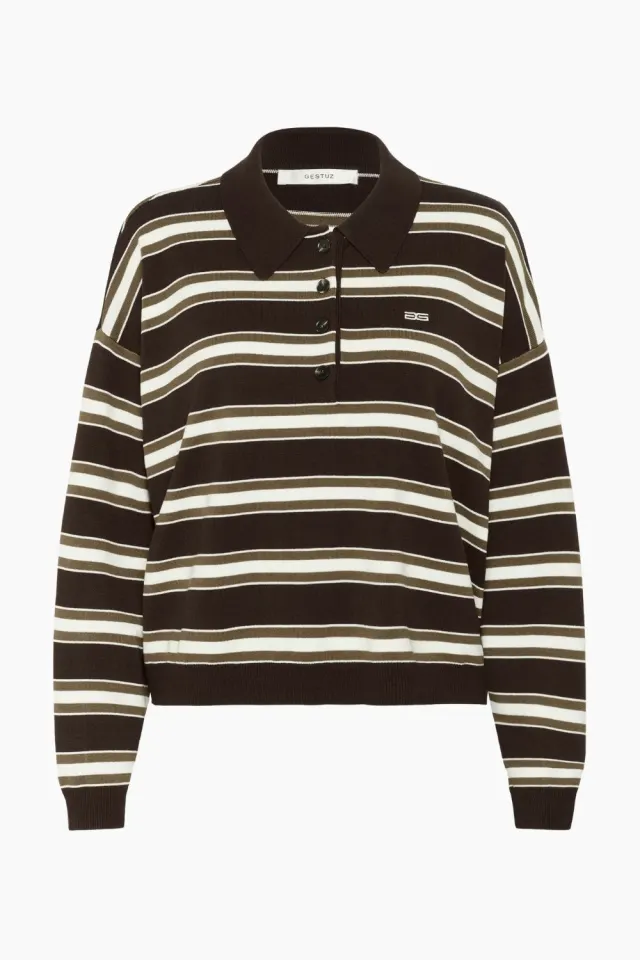 Gestuz GZpaige Polo Pullover – Molé/Dark Beech/Egret — produktfoto