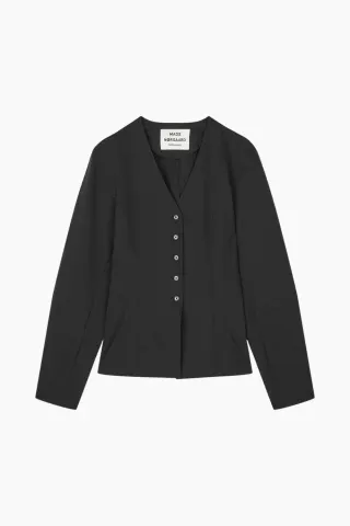 Mads Nørgaard Stretchy Nylon Sara Jacket – sort — produktfoto