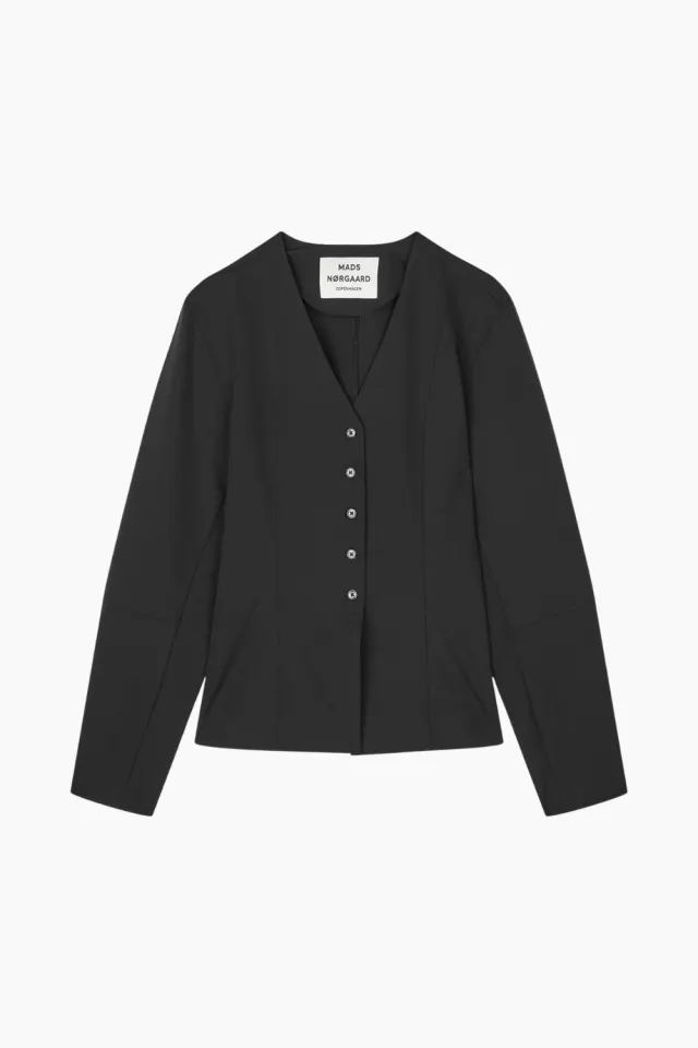 Mads Nørgaard Stretchy Nylon Sara Jacket – sort — produktfoto