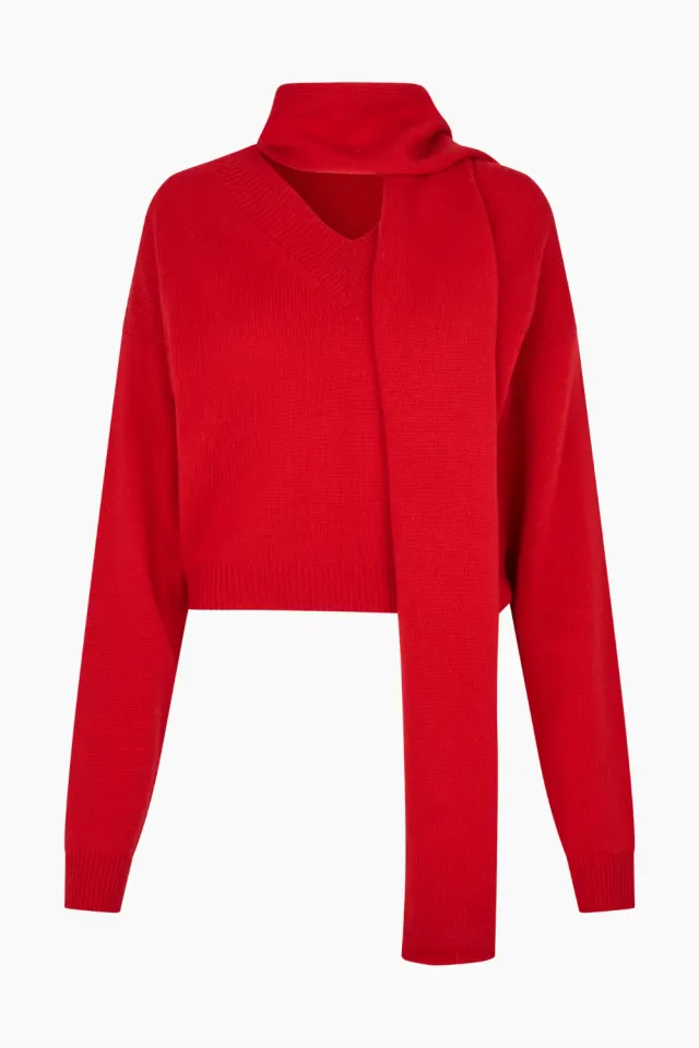 Oval Square Alvin V-neck Jumper – rød — produktfoto