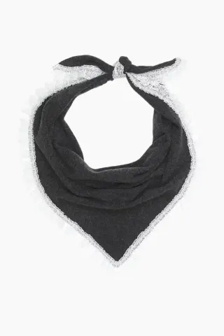 GANNI Wool Lace Triangular Scarf – Phantom — produktfoto