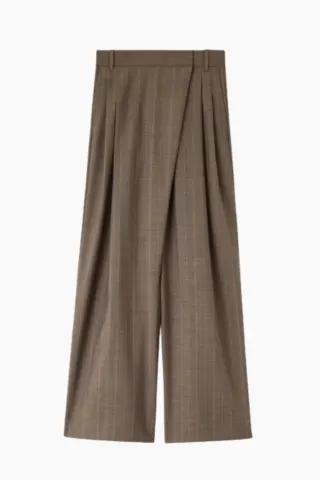 GANNI Light Wool Melange Stripe Wrap Pants A1080174 – 296 Rain Drum — produktfoto