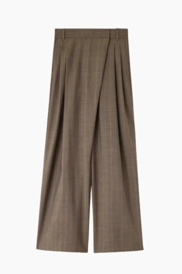 GANNI Light Wool Melange Stripe Wrap Pants A1080174 – 296 Rain Drum — produktfoto