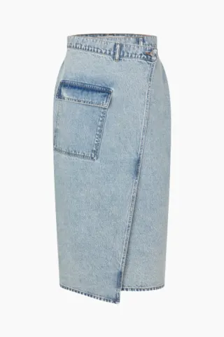 Oval Square Isla Denim Skirt – Light Blue Wash — produktfoto