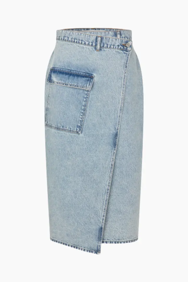 Oval Square Isla Denim Skirt – Light Blue Wash — produktfoto