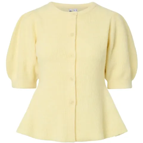 Pieces cardigan Pcsilly kortærmet med pufærmer – Pale Banana MELANGE — produktfoto