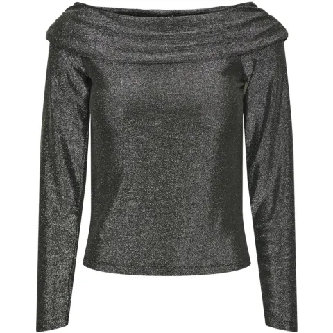 Pieces bluse Pcsandra – Black Silver lurex — produktfoto