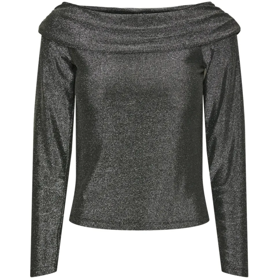 Pieces bluse Pcsandra – Black Silver lurex — produktfoto