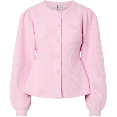 Pieces Cardigan PCSilly langærmet med pufærmer – Roseate Spoonbill MELANGE — produktfoto