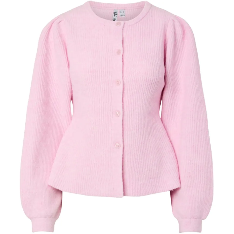 Pieces Cardigan PCSilly langærmet med pufærmer – Roseate Spoonbill MELANGE — produktfoto